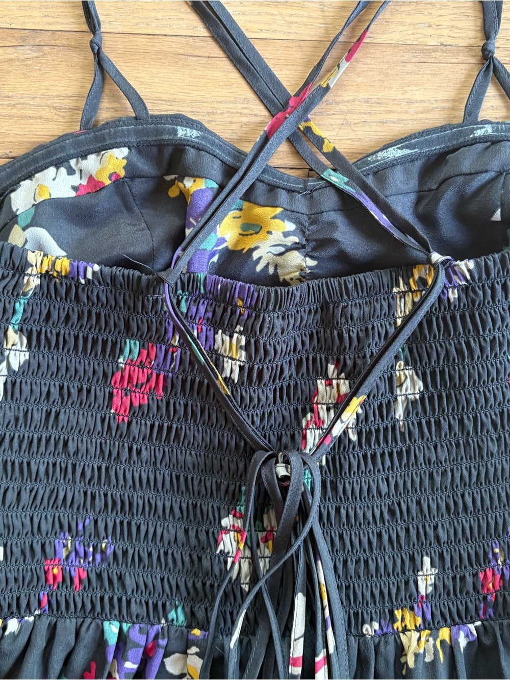 American Eagle Outfitters Black Floral Spaghetti Strap Dress - Picture 4 of 5